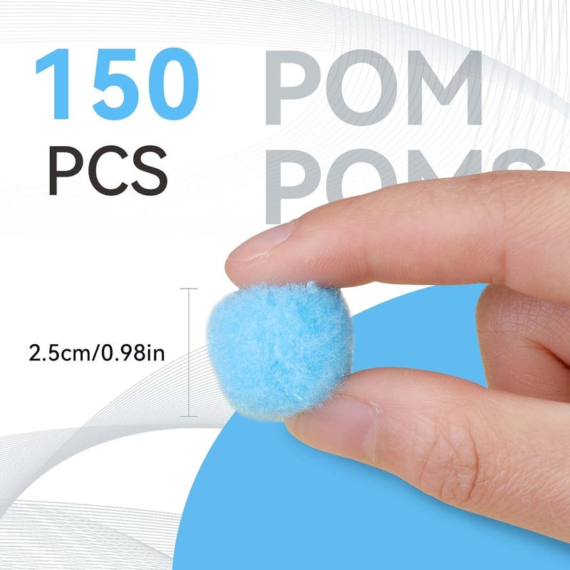 MORFEN 150 Pcs Pom Poms, 1 Inch Light Blue Craft Pom Poms, Mother's Day Fuzzy Pompom Puff Balls, Small Pom Pom Balls for DIY Arts, Crafts Projects, Home Decorations - Image 2